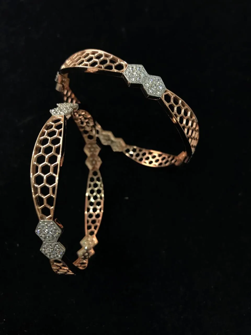 Dhaneesha Select Rose Gold Honeycomb Bangles